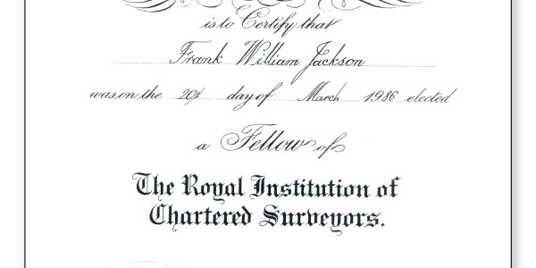 FRICS Certificate